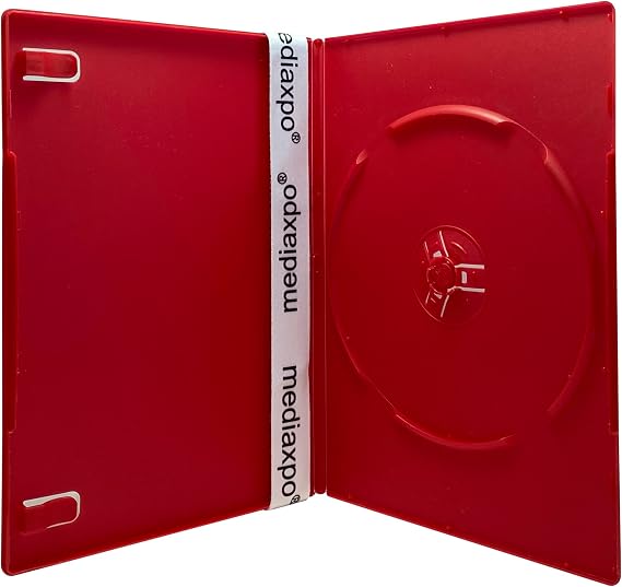 50 Slim Solid Red Color Single DVD Cases 7MM