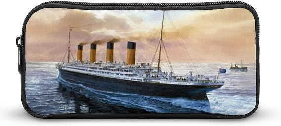 Retro Titanic Famous Old Historic Pencil Pen Case Portable Large Capacity Pen Pouch Stationery Organizer Makeup Bag with Zip