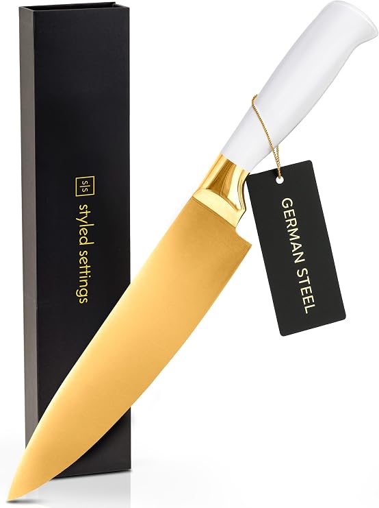 STYLED SETTINGS White and Gold Chef Knife