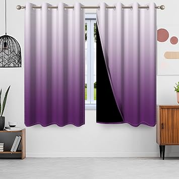 Blackout Curtains Thermal Insulated Window Treatment Panels Room Darkening Blackout Drapes for Living Room Bedroom Draperies (Purple, 63" L x 52" W)