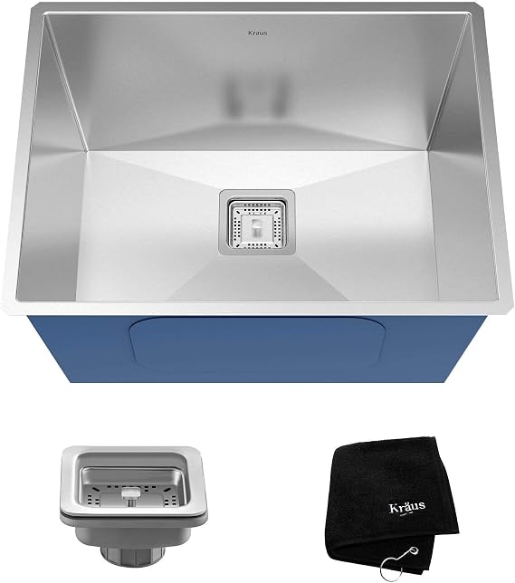 KRAUS Pax 24-inch 18 Gauge Undermount Single Bowl Stainless Steel Laundry and Utility Sink, KHU24L