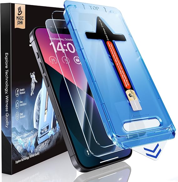 MAGIC JOHN 2 Pack for iPhone 13/14/13 Pro Tempered Glass Screen Protector