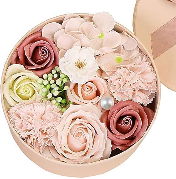 Luxury Beautiful Flora Scented Roses/Carnation Flower Bath Soap with Stem, Flower Soap in Gift Box, Gift for Birthday/Valentine's Day/Mother's Day (Pink)