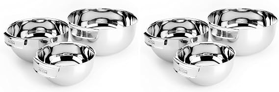 All-Clad Kitchen Accessories Stainless Steel Mixing Bowls Set 1.5, 3, 5 Quart Metal Mixing Bowls Silver (Pack of 2)