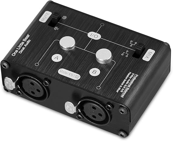 Douk Audio 2 Way XLR Balanced Stereo Audio Switcher Passive A/B Mini Switch Box Mixer Sound Splitter (KN102, 2-IN-1-OUT)