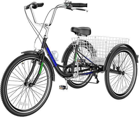 Barbella Adult Tricycles 7 Speed, Adult Trikes 26 inch 3 Wheel Bikes, Cruise Bike with Basket for Seniors, Women, Men for Recreation, Shopping, Exercise - Multiple Colors