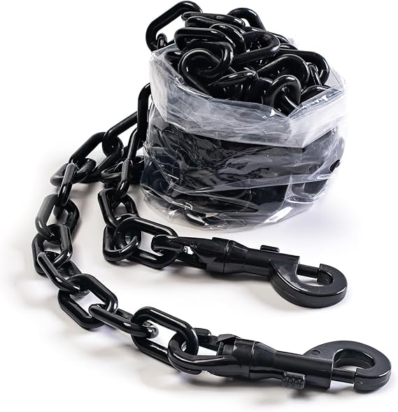 Plastic decorative safety security chain 10FT, Crowd Control Center (BLACK+SNAPS)