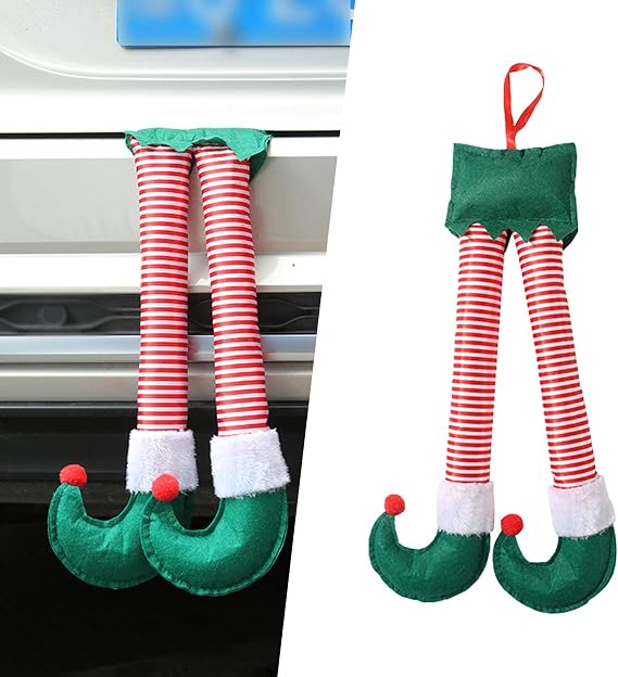 Gunhunt Pack-1 Santa Elf Legs, Car Trunk Leg Pendant, Christmas Plush Decorations, Snap On Trunk or Christmas Tree, Car Decorations (Multicolored)