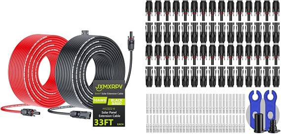 Solar Cable Extension 33Ft 10AWG and 30 Pairs Solar Connector