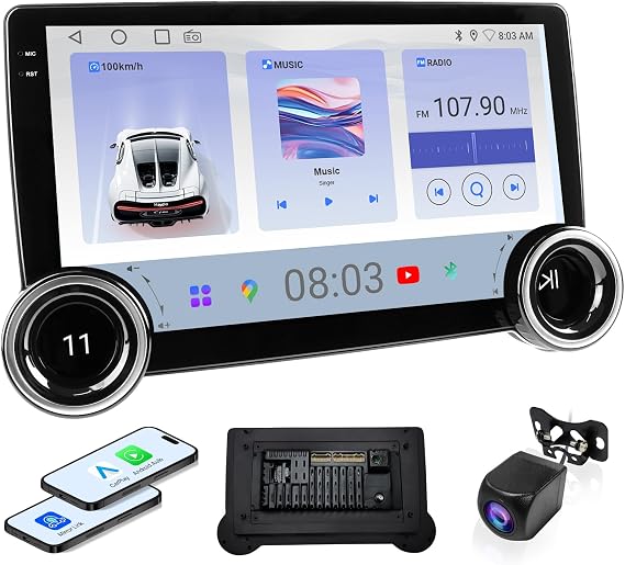 HauDio 10.1" Wireless CarPlay & Android Auto Car Stereo - 2GB RAM 64GB ROM, DSP Sound, 1080P Backup Camera, Bluetooth 5.0, HD Touchscreen Media Receiver