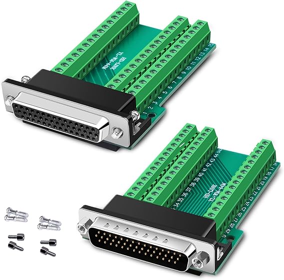 2PCS DB44 Female and Male Connector, D-SUB Header to 44-pin Port Terminal Adapter Breakout Board No Soldering Needed,with Bolts
