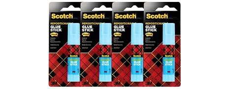 Scotch Removable Restickable Glue Stick, .49oz, Repositionable Stick, 4 Pack
