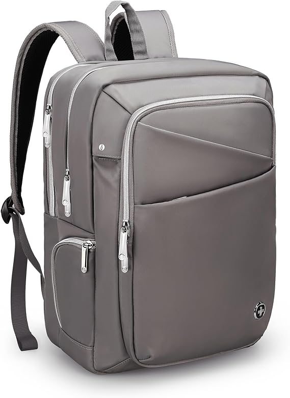 Swissdigital Design Laptop Backpack for Women,Travel Backpack with USB Charging Port,Fits 15.6 Inch School Computer Backpacks for Work Business,Grey | SD1006F-02