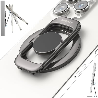 for MagSafe Magnetic Phone Grip Stand [Upgrade Dual-Hinge-Sided Magnets] Compatible with MagSafe Ring Gym Car Holder for iPhone 171615141312 Pro Max Series Case All Phones Black