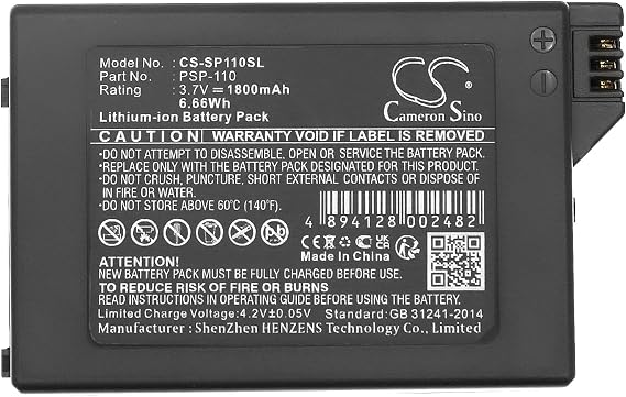 3.7V Replacement Battery for PSP-1000 PSP-1000G1 PSP-1000G1W PSP-1000K PSP-1000KCW PSP-1001 PSP-1006 PSP-1004 PN PSP-110 1800mAh