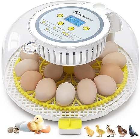 Sailnovo 18 Eggs Incubator for Hatching Eggs with Automatic Egg Turning, Humidity Level Display, Egg Candler, Hatch Days & Incubator for Chicken Eggs,Ideal for Farm,School and Lab (Yellow)