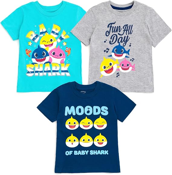 Pinkfong Baby Shark Daddy Mommy [SizeRangeDescription1] 3 Pack Graphic T-Shirts [SizeDescription1]