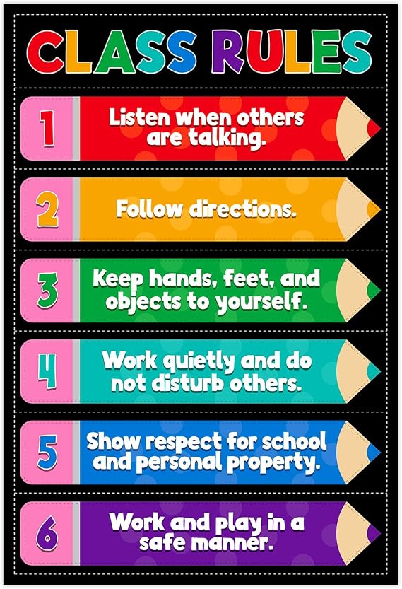 D4DREAM Classroom Rules Poster Colorful Laminated Educational Poster
