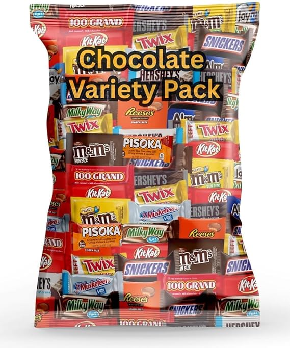 Bulk Assorted Variety Pack of Fun Size Chocolate Candy - Individually Wrapped Chocolate Mix for Parties, Gift Bags, and Everyday Treats (2 LB)