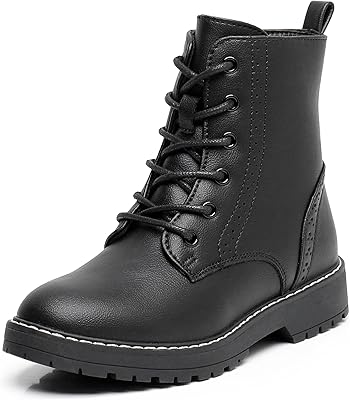 Apakowa Gilrs Combat Boots Side Zipper Ankle Booties ToddlerLittle KidBig Kid
