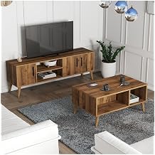 Mezza Set 1582-2072 Exxen TV Unit Exxen Coffee Table (Wooden Legs) - Line Color