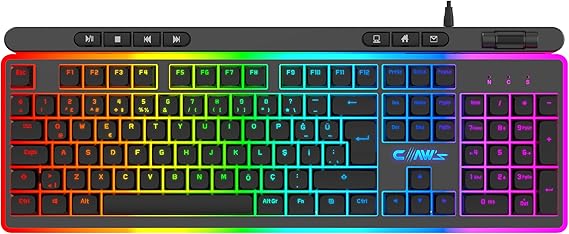 Claw's Nova K1 360° Özelleştirilebilir Rgb & Yazılımlı Full Membran 104+7 Tuşlu Ekstra Multimedya/Rollover Ses Kontrol Mekanizmalı Gaming Klavye