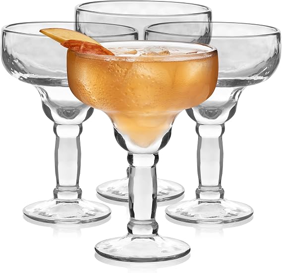 Libbey Yucatan Margarita Glasses Set of 4, 13.5 Oz, Stunning Ripple Bar Glass Set, Cocktail Glassware for Frozen Daiquiri, Slushy Punch, and More