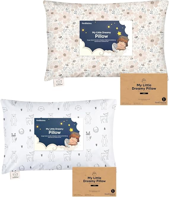 KeaBabies Toddler Pillow with Pillowcase, Jumbo 14X20 - Soft Cotton Toddler Pillows for Sleeping - Machine Washable - Perfect for Travel, Toddler Bed Set