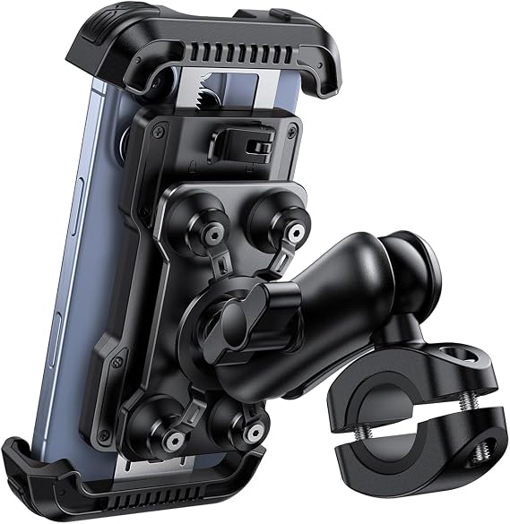 Lamicall Motorcycle Phone Mount Holder with Dual Vibration Dampener | Metal Adjustment Arm, Motorcycle Cell Phone Holder, Bike Handlebar Phone Mount, for iPhone 16 15 14 Pro Max, 4.7-6.7" Phones