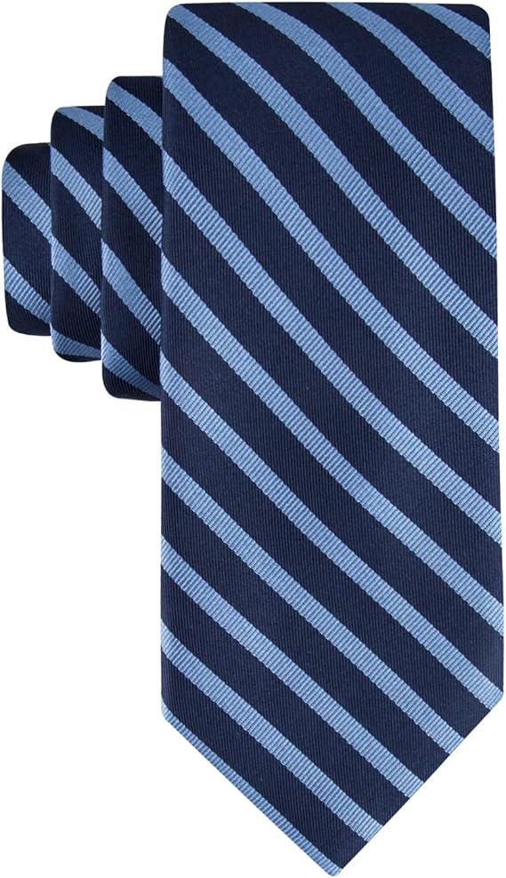 Tommy Hilfiger Mens Exotic Stripe Neck Tie Navy Blue