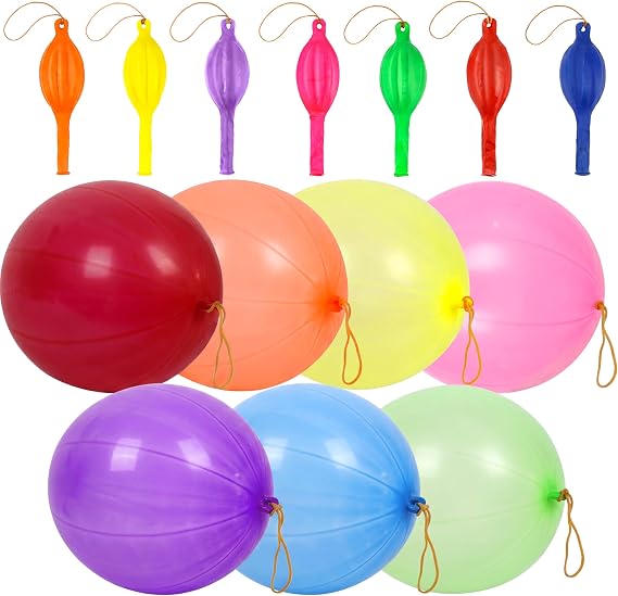 RUBFAC Punch Balloons, Party Favors for Kids, 30Pcs Thickened Heavy Duty Neon Punching Bounce Balloon for Birthday Party Goodie Bag Stuffers Exciting Outdoor Play Supply