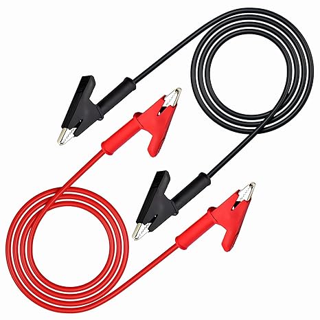 12AWG Alligator Clip Leads with Wires Electrical Test Leads Heavy Duty | 12 Gauge Jumper Wires with Alligator Clips for Electrical Testing 2PCS