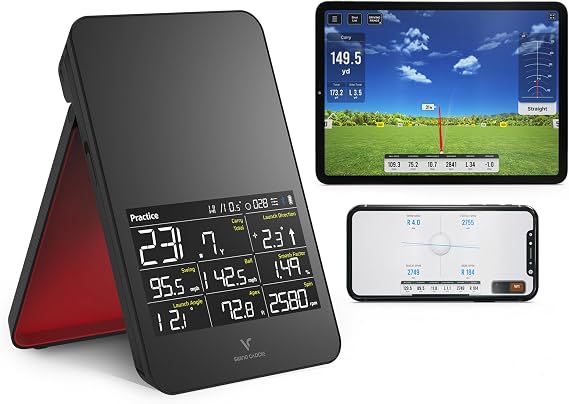 SC4 PRO Golf Launch Monitor & 3D Driving Range Simulator Indoor and Outdoor Use Portable Golf Swing Analyzer Home Tracker with Built-in Screen w/Voice Output 5 Free E3 Courses No Monthly Subscription