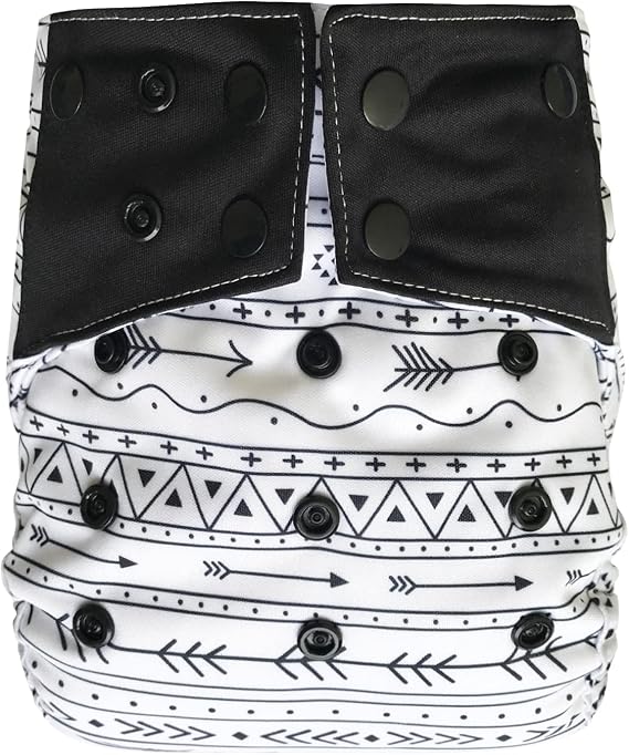 Reusable Diaper Cover: Waterproof Shell for Baby Prefold Cloth Diapers, Flats, Fitted or Inserts (Black Arrow)