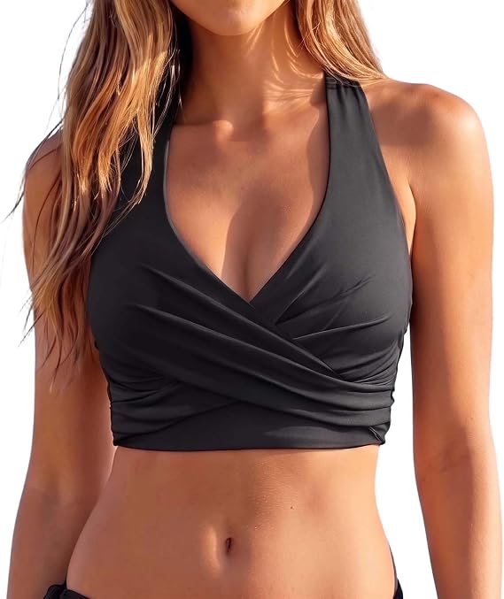 Hilor Women's Twist Front Bikini Top Underwire Swimwear Only
