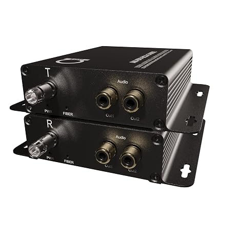 RCA Audio Over Fiber Converter with ST Connector | Extender Kit: 2 Channel Audio to Fiber Optical Balun | Universal Single & Multimode - 0.5 km MM