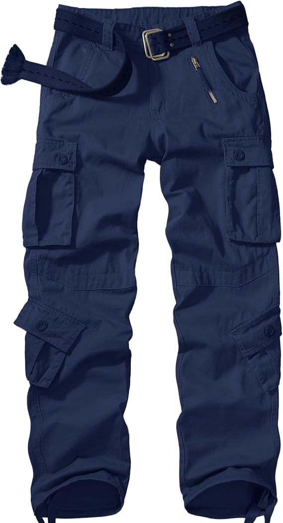 Men's Hiking Pants Outdoor Safari Cotton Rip Stop Cargo Pants 8 Pockets | 100% Cotton,Wear Resistant,Breathable,Sweat-absorbent,Mens Wild Cargo Pants Relaxed Loose Fit Casual Pants