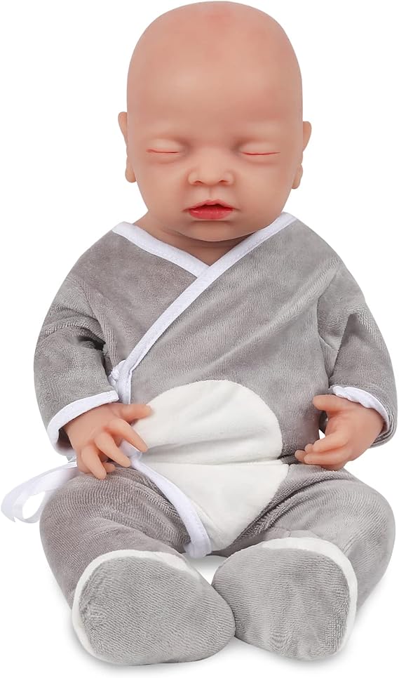 Vollence 18 inch Sleeping Silicone Baby Dolls Boy Weighted 6.56 lb,[NOT Vinyl],Silicone Full Body Reborn Lifelike Realistic Real Life Newborn Soft Babies Gift with Feeding Accessories for Kids Age 3+