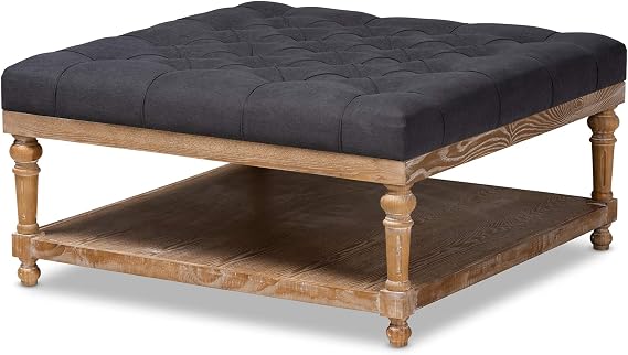 Baxton Studio Ottomans, Charcoal/Greywashed