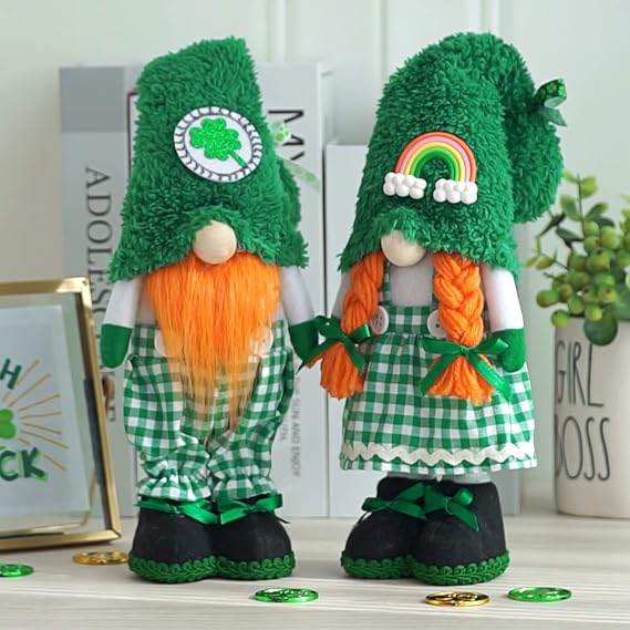 St Patricks Day Decor, St Patricks Day Gnome Tomte Elf with Shamrock, Rainbow, Irish Festival Tiered Tray Decor, St Patrick's Day Decorations
