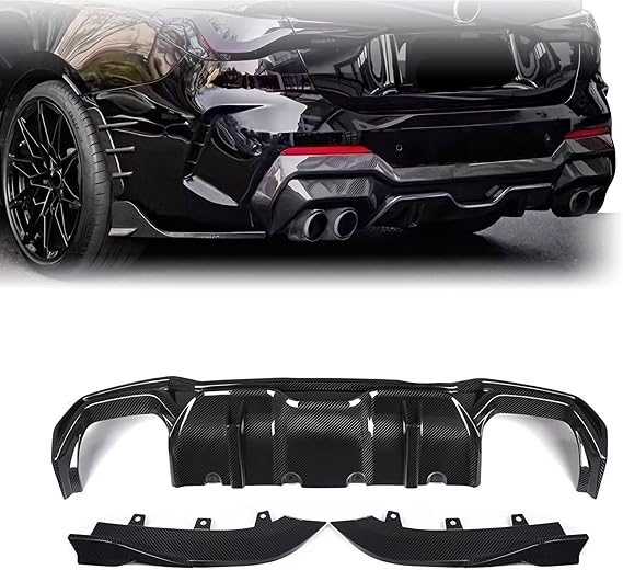 Rear Diffuser Lip, Compatible with BMW 4 Series G22 G23 2 Doors Coupe, Carbon Fiber Rear Bumper Diffuser Spoiler