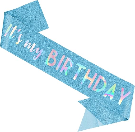 Birthday Sash - "It's My Birthday" Sash - Birthday Decorations for Women, Birthday Girl, Birthday Accessories - Birthday Decorations, Its My Birthday Sash for Women Girls Men Boys (Blue)