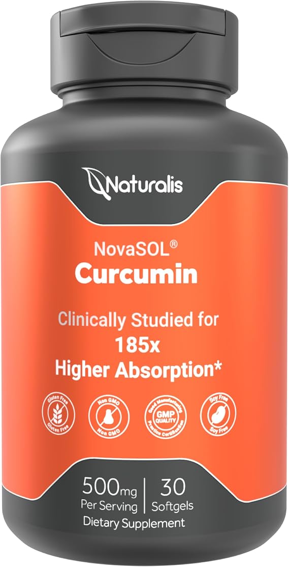 Naturalis NovaSOL Turmeric Curcumin (5,550mg Curcuminoids Equivalent Per Serving) - Clinical Proven with 185X Better Absorption | Antioxidant Support for Brain, Joint & Immune Health* | 30 Servings