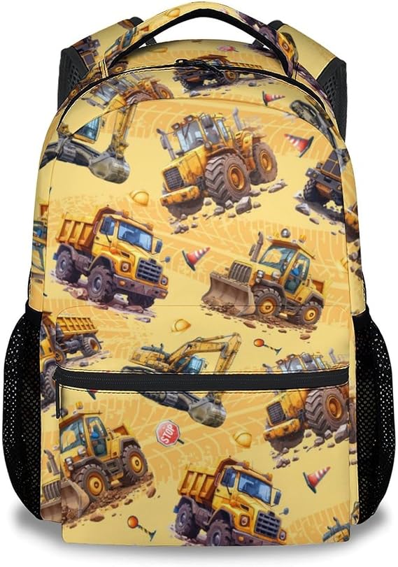 Backpack for Boys - Construction Backpacks for Boys - Lightweight Toddler Bookbag - Truck School Bag for Kindergarten/Preschool/Elementary(17 Inch)