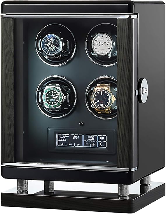 Winding Box Watch Winders - Luxury Smart Watch Winder Automatic Mechanical Watch Motor Shaker Storage Box with Fingerprint Unlock Watches Rotation Display Holder,