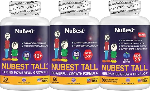 NuBest Bundle Tall 3 Extra Height Growth Tall 10 Tall 10 Tall Kids 90 Chewable Tablets | Growth Support for Kids & Teens