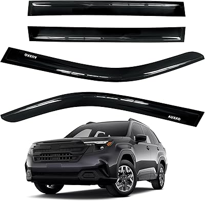 AUXKO Rain Guards for Subaru Forester 2025 2026, Window Vent Visors Accessory - Tape-On Rain Guard Window Visor for Subaru Forester, Easy Install Car Side Window Wind Deflectors & Visors Smoke Black