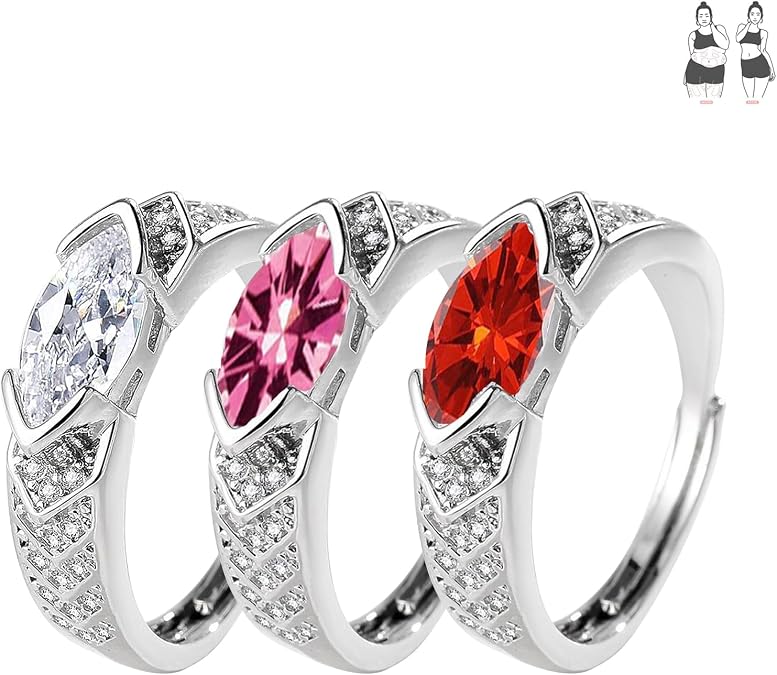 Magnetic Lymphatic Therapy Moissanite Diamond Ring Adjustable opening 3pcs | Unclog Bloodstream and Lymph Nodes, Moissanite Magnetologys Ring, Fashionable Open Cubic Zirconia Ring