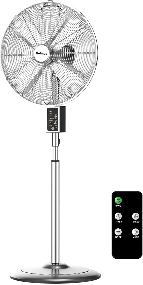 Holmes 16" Digital Metal Stand Fan 3-Speed Oscillation Remote Control