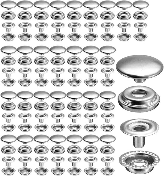 120 Stainless Steel Marine Grade Boat Canvas Snap Kit 15 mm Fasteners - snap button press stud cap for fabric & jeans DIY craft marine & clothing PU